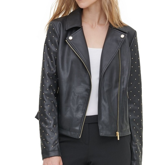 calvin klein open front moto jacket